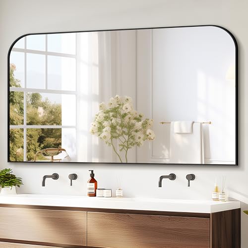 Bathroom Vanity Mirror,30" x 50" Black Metal Framed Wall Mirror
