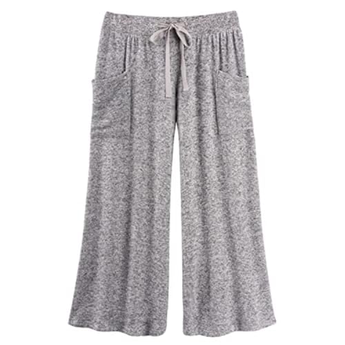 LA CERA Women's Wide Leg Stretch Capri Pants, Drawstring Closure, Front Pockets, Rayon, Polyester, Spandex, Machine Washable3