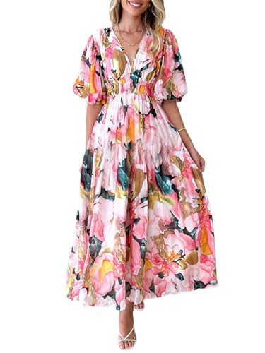 Sissyaki Women's Floral Maxi Dress 2026 Summer Spring Wedding Guest Dress Multi Pink Print S
