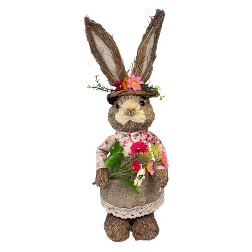 Dcaknri Decorazione pasquale in erba naturale, decorazione per mensole, davanzali, terrazze, feste, centrotavola, ornamento