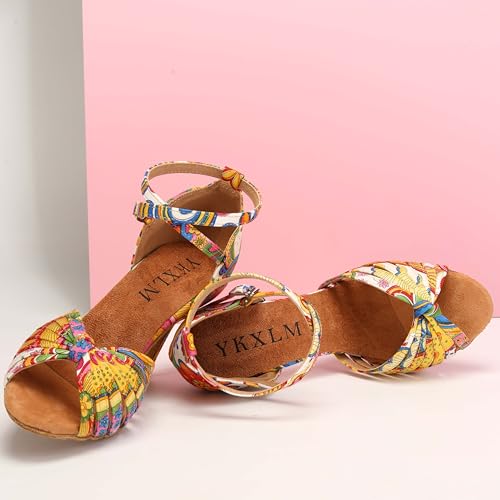 YKXLM Latin Dance Shoes for Women Ballroom Salsa Tango Professional Performance Practice Dancer Beginner2