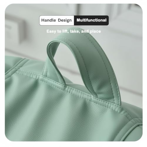 Image of 4XL Premium Leatherette Bean Bag with Rectangular Footrest & 16x16 Inch Cushion | High Density Beans Filled | Side Pocket & Easy to Carry Handle | 6 Months Warranty Color- (Pastel Green, 4XL)