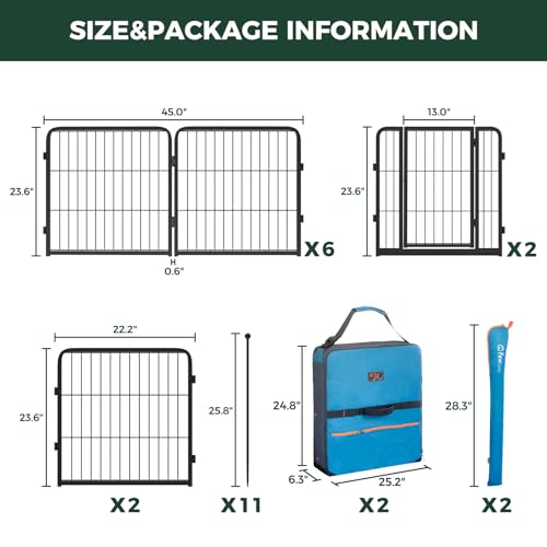 Image of FXW Instant Unleashed Dog Playpen, Portable Pet Fence for Outdoor, RV Trips, and Camping, 24 inch, 16 Panels for Puppy and Small Dogs with Playpen Storage Bag (2 Pack)│Patented