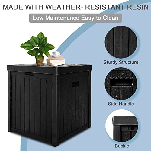 SUNCROWN 51 Gallon Square Deck Storage Box Resin Outdoor Storage Container with Handles for Patio Garden Yard, Black - Thumbnail 4