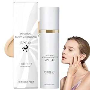 50g Tinted Moisturizer Anti-Aging,All-in-One Face Sunscreen and Foundation,SPF Face Moisturiser,Tinted Moisturiser Fa/ce Women,Univ/ersal Colored Moisturizer with SPF 46,Ti/nted Sunscreen for Fa/ce