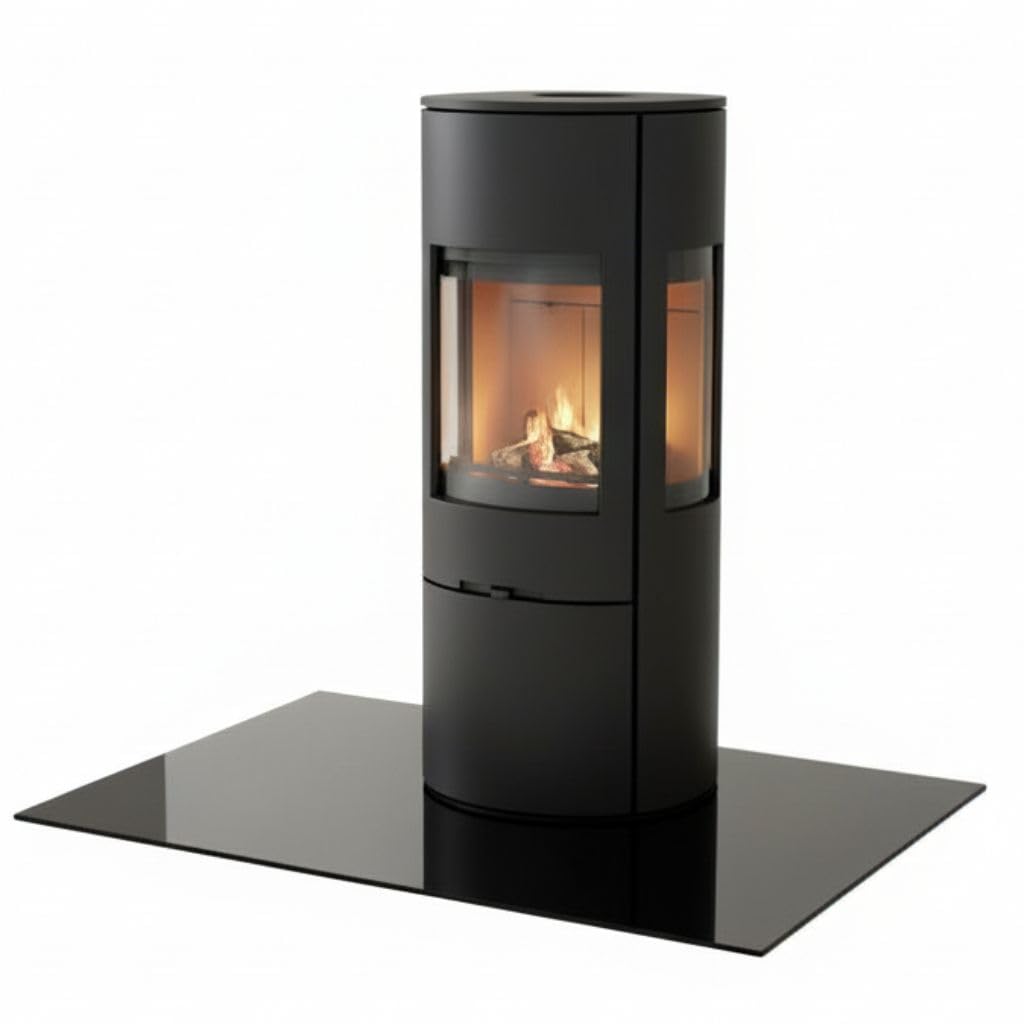 Mucola Glasplatte eckig 120x65 cm ESG Sicherheitsglas 6 mm Schwarz | Kaminplatte Funkenschutzplatte Bodenplatte Ofenplatte Kratzfest | Kaminofenplatte Tischplatte temperaturbeständig polierte Kanten