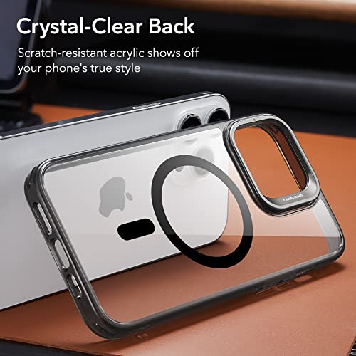 Image of ESR for iPhone 13 Pro Max Case, Compatible with MagSafe, Built-in Camera Ring Stand, Military-Grade Protection, Magnetic Phone Case for iPhone 13 Pro Max, Classic Series, Clear Black