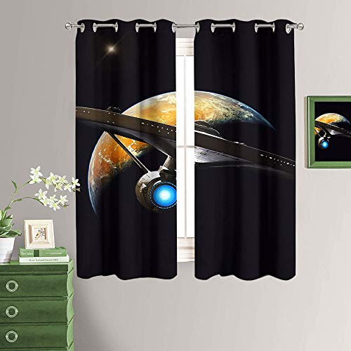 MRFSY Star Trek, cortinas opacas para dormitorio, cortinas opacas y forro térmico opaco, cortinas con ojales para sala de estar/dormitorio, tamaño total de 84 x 84 pulgadas