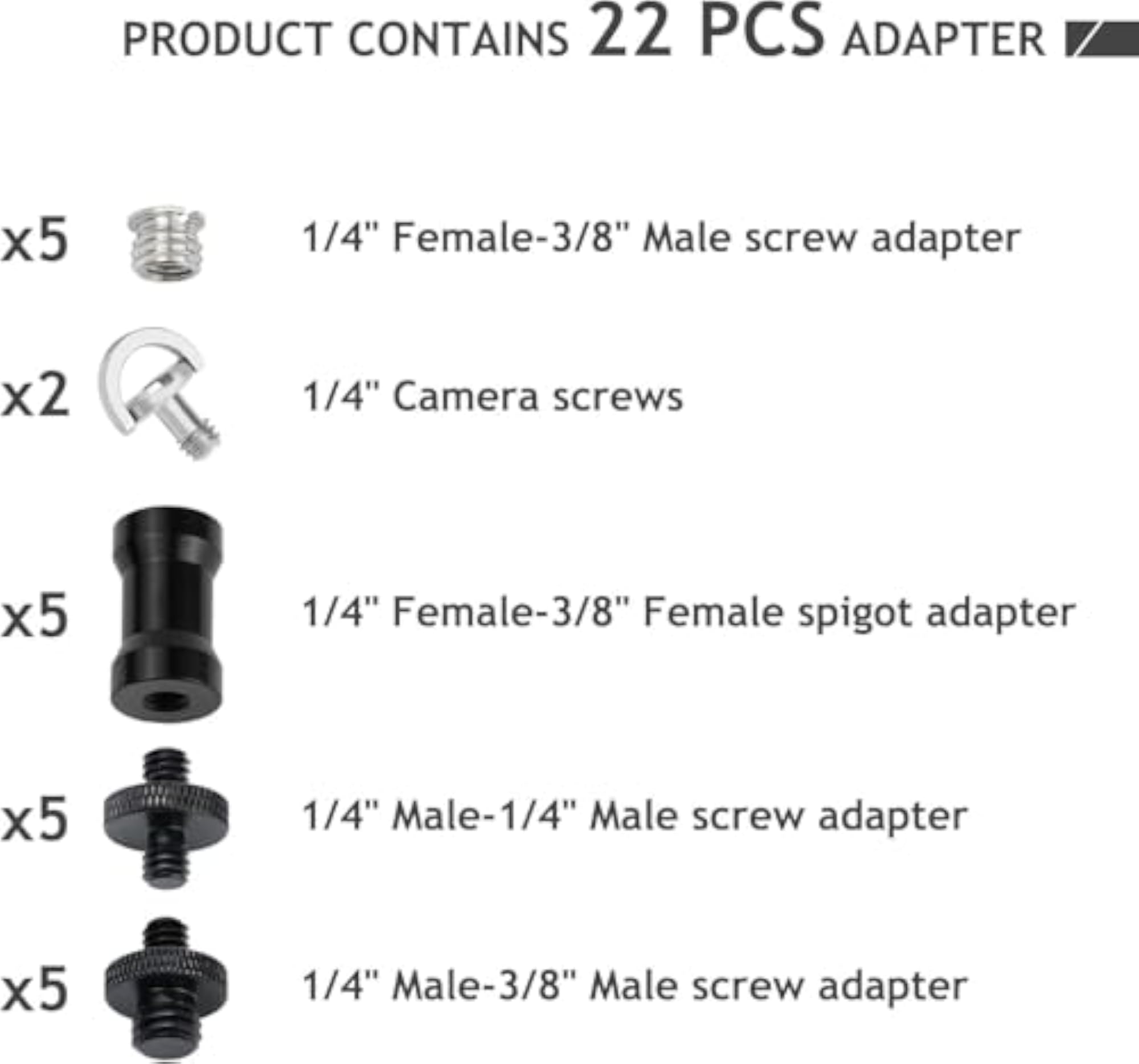Camera Screw Adapter Set, 22 Pcs Tripod Mount Converter