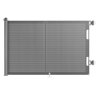 No Drilling Retractable Dog Gate Punch-Free Retractable Baby Gates for Stairs Safety Baby Gates Extends up to 59" Wide Mesh for Doorways, Hallways, Indoor, Outdoor (Grey, 33 * 59inch)