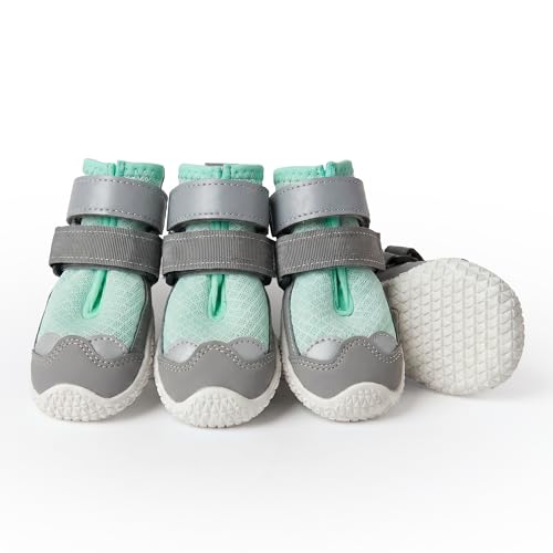 Image of Spark Paws Dog Shoes for Large Small Medium Dogs Breathable Dog Booties for Hiking, Summer Hot Pavement Paw Protectors for Non Slip Rubber Dog Boots for Outdoor - (Turquoise, Size 3)