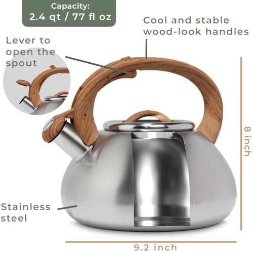 WALDWERK Tea Kettle Stovetop (2.4 Quart) - Teapot for Stovetop - also for Induction and Gas Stoves - Stainless Steel Tea Kettle - Whistling Tea Kettle for Stove Top by WALDWERK - Used condition - Image 6