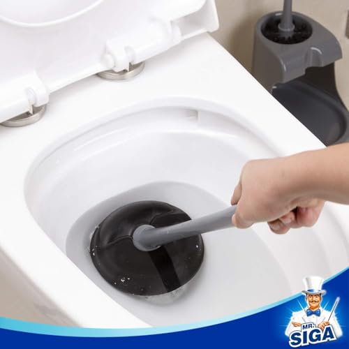 Image of MR.SIGA Toilet Plunger and Brush Combo for Toilet Cleaning, Gray, 2 Set