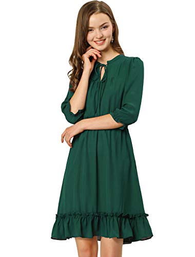 Robe courte en mousseline Allegra K chic col rond manches 3/4