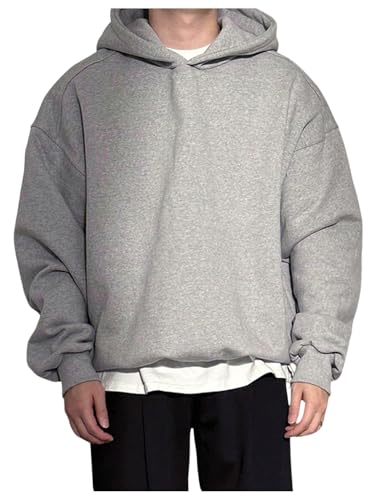 SOLY HUX Men's Hoodies Pullover Long Sleeve Drop Shoulder Basic Pullover Fall Acid Wash Plain Sweatshirt