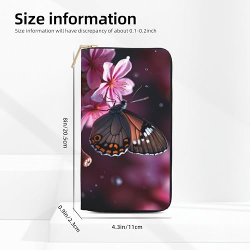 Elegant Pink Butterfly-A Print Wallet Women, Leather Bifold Multi Card Wallet, Long Purse Women's Wallets2