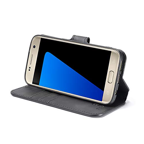 Ueebai Pu Leather Case For Samsung Galaxy S10 5G, Vintage Retro Premium Wallet Flip Cover Tpu Inner Shell [Card Slots] [Magnetic Closure] Stand Function Folio Shockproof Full Protection - Black #TOP2