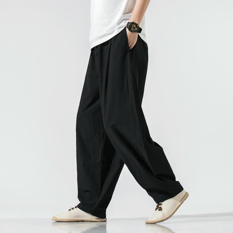 Men's Summer Chinese Style Tang Suit Cotton Linen Loose Lantern Straight Casual Long Pants4