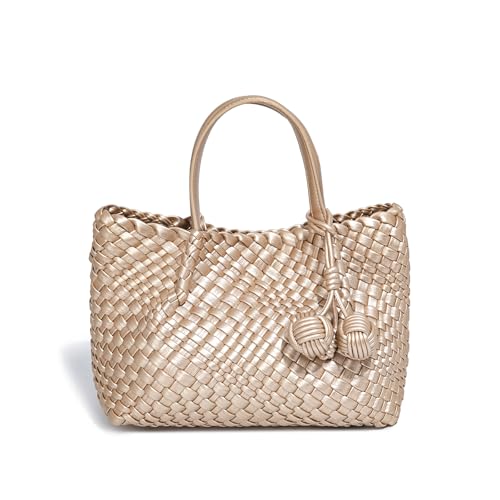 Image of Woven Tote Bag for Women, Hobo Bag for Work, Large Beach Travel Handbags and Purses, Retro Shoulder Bag, Shopping Bag