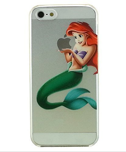 Princess Eating/ Holding Apple logo Snow White Frozen Elsa Little Mermaid Ariel Holding Logo Semi Clear Transparent Case For Apple iPhone 5 5S (Ariel)