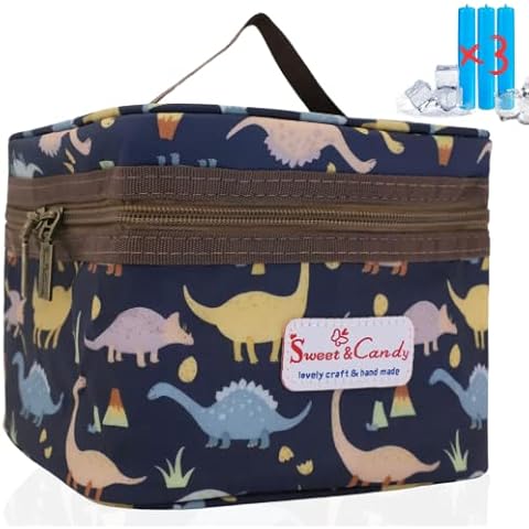 KLAPIA Bolsa Térmica Porta Alimentos Infantil/Nevera Pequeña Portátil Playa/Almuerzo Comida Trabajo/Lunch Bag/Lonchera/Mantiene Frio y Calor/Impermeable + 3 acumuladores frio Cover