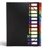HJSMing 12 Pocket Expanding Folder,Multi Pocket File Folders/A4 Letter Size File Organizer/Student Papers Folder Expanding Project Sorter