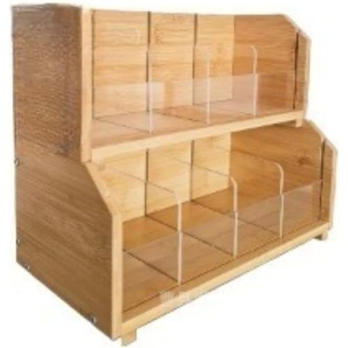 Fiyyuga竹製、多層、積み重ね可能、ティーバッグ収納ボックス、コーヒーバッグ、砂糖袋収納ボックス、キッチンツールホルダー、家庭用、オフィス用 (ナチュラル,b(31*15*24.5cm))