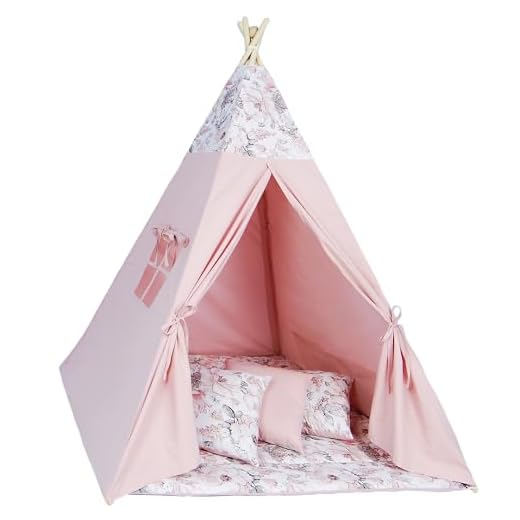 Tipi Infantil Indio - Tienda campaña Infantil con Tapete de Juego y 3 Almohadas Tipi para Interiores y Exteriores Rosa