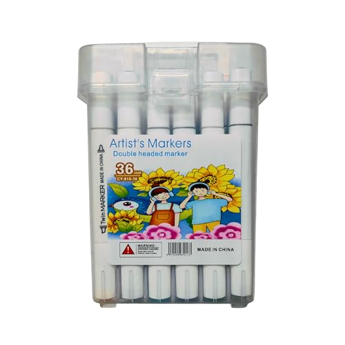 Image of JOUET Two Nib Marker Set, Double-Ended Markers with 1mm and 0.7mm Tips, 36 Vibrant Colors, Washable Ink, Triangular Barrel Design, Child-Safe and Non-Toxic, Ergonomic for Kids