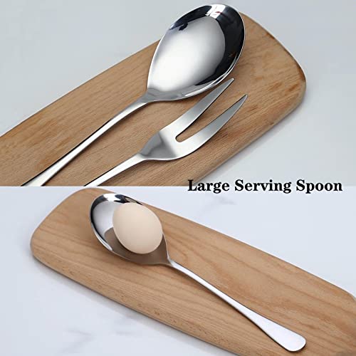 Bonasen 10.1-Inch 6-Piece Serving Spoons - Includes 3 Large Serving Spoons And 3 Slotted Spoons, Stainless Steel Buffet Serving Utensils,Metal Serving Spoons Set For Parties #TOP2