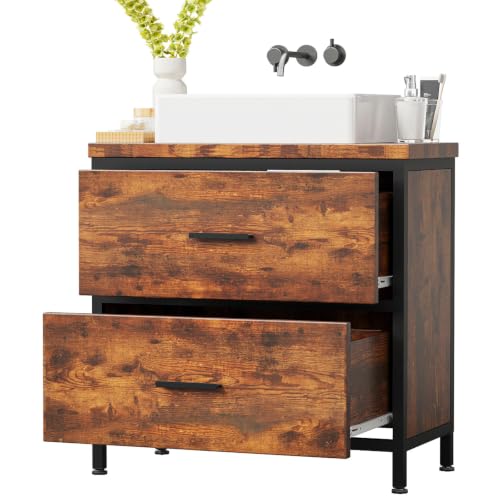 ELUCHANG Mueble bajo Lavabo, Armario de baño con 2 cajones, Estrecho 60x30x60cm