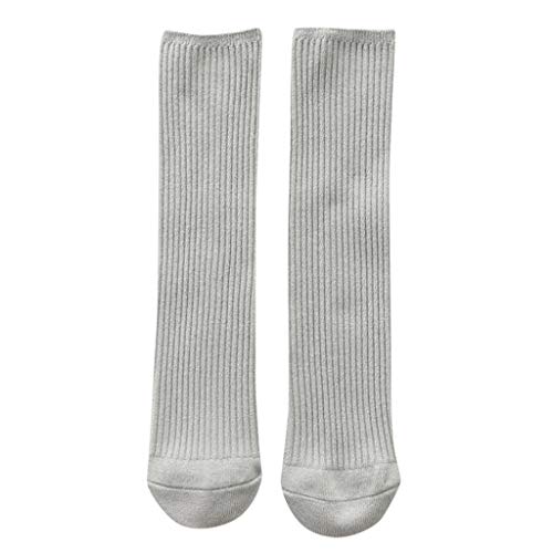 BILIKEYU Boys Girls Cotton Knit Knee-Length Socks Solid Color Casual Soft Long Socks for Kids
