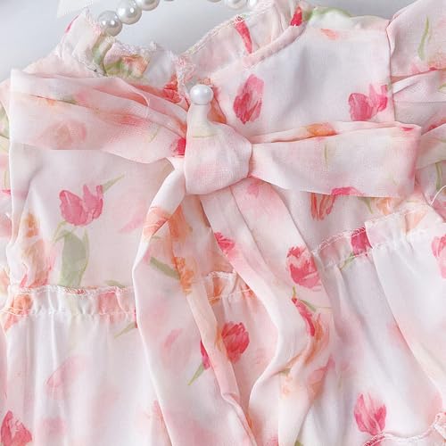 Toddler Girls Chiffon Dress Flower Girls Ruffle Flowy Pleated Party Dress Size 12M-6T4