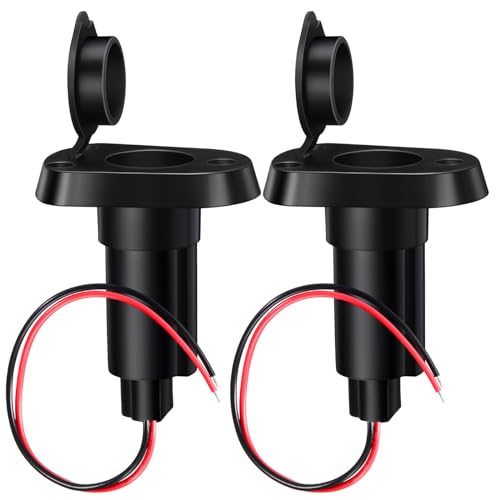 Mimorou 2 Pack Boat Light Top Socket Plug-in Pole Base 2-pin Stern Light Socket Plug-in Pole 2-Prong Stern Boat Nylon Cap (Straight Base)