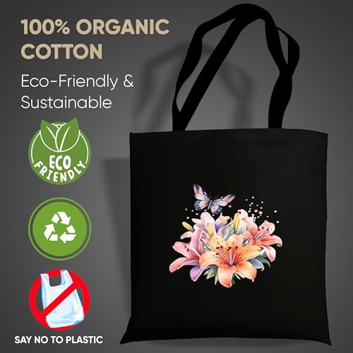 Image of STRUTT Foldable Canvas Tote Bag for Women, Tote Bag for College Girls,100% Organic Cotton Reusable Shopping Bag for Grocery, Eco-Friendly Multi-Purpose Bag for Travel & Daily Use - Floral