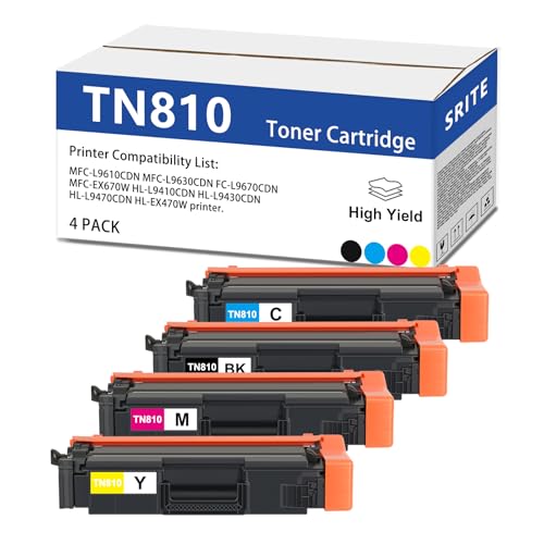 Toner TN810 TN810XL avec puce SRITE haute précision pour imprimante laser Brother lot de 4