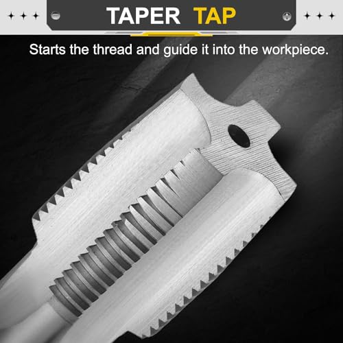 Image of uxcell Hand Taper Tap 1-1 /8 inch-12 UNF 2B Left Hand Thread Taper Style Taps Straight Flute Screw Tapping Threading Tool High Speed Steel HSS6542