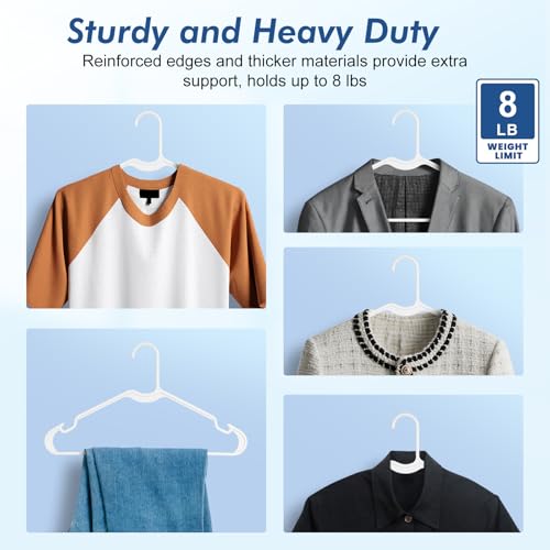HOUSE DAY White Plastic Hangers 100 Pack, Slim with Non-Slip Extended Notch by HOUSE DAY - Image 4
