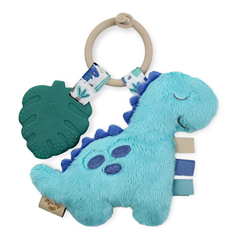 Itzy Ritzy Itzy Pal Infant Toy & Teether; Includes Lovey, Crinkle Sound, Textured Ribbons & Silicone Teether, Dinosaur #TOP8