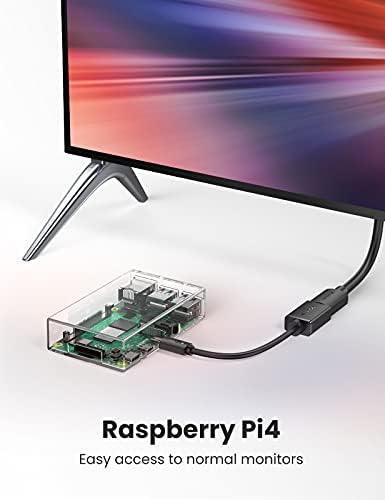 UGREEN Micro HDMI to HDMI Adapter Cable 4K@60Hz, Support HDR, ARC, 3D Micro HDMI Male to HDMI Female Golden Plated Connectors Compatible with Raspberry Pi 4, Black HERO 7/6/5, Camera