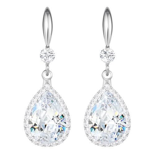 Linawe Silber Tropfen Ohrringe Hängend Damen, Modeschmuck Kristall Ohrhänger, Diamant Moissanite Ohrring