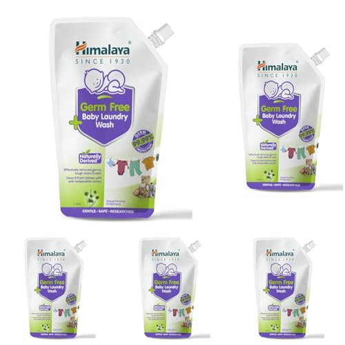 Image of Himalaya Germ Free Baby Laundry Detergent Liquid 1 L (Refill Pouch) | Plant Based Cleansers & Biodegradable Ingredients | Dermatologically Tested (Pack of 5)