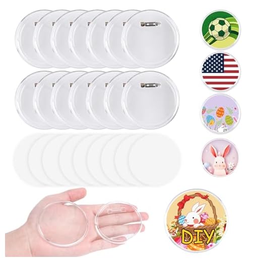 Happizza 2.76 Inch Button Maker DIY Clear Button Pins 25 Pack, Acrylic Button Making Kit, Make Your Own Buttons, Picture Photo Buttons for School Crafts Supplies, Blank Button Pins with Round Paper