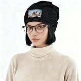Winter Fashion Desert Cute Camel Print Knit Hats - Soft Breathable Black Beanie Unisex Versatile Accessories, Schwarz , Einheitsgröße