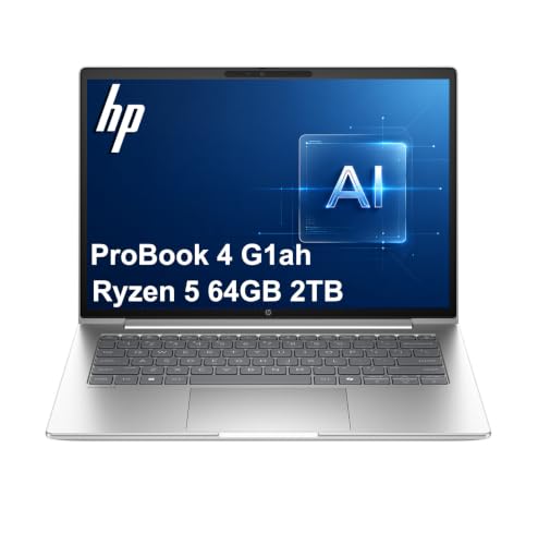 Image of HP ProBook 4 G1ah AI Laptop, 14 inch FHD+, AMD Ryzen 5 220, 64GB DDR5, 2TB SSD