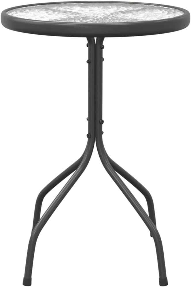 Round Garden Dining Table, Durable Anthracite Steel Frame, Clear Glass Surface, Compact for Balconies, Perfect for Outdoor Gatherings