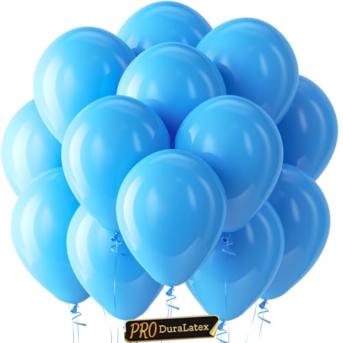 Image of Bezente Pro Duralatex Blue Extra-Thick Balloons 100 Pack 12 inch | Light Blue Balloons for Long-Lasting Professional Party Decorations, Large Bridal Shower Wedding Birthday Party