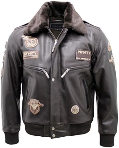 Men's Brown Cow Hide Leather Flight Bomber Jacket with Detachable...