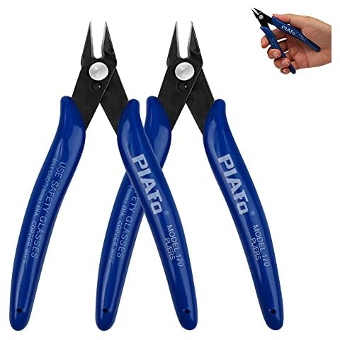 ACHANFLY 2Pcs Wire Cutters Precision Side Cutters Small Flush Cutters Mini Wire Snips Cable Cutters Electrical Cutting Pliers Non-Slip Handle for Cable Ties Coil Making DIY Craft Jewelry Home Cover