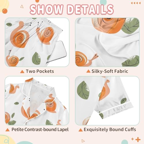 Cute Snail Pajamas Set Summer Button Down Sleepwear Pjs Sets Comfy Loungewear3